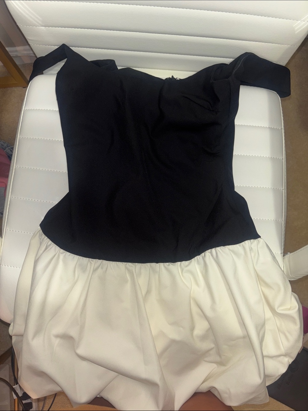 Whitefox Boutique Mini Black and Cream Bubble Hem Dress